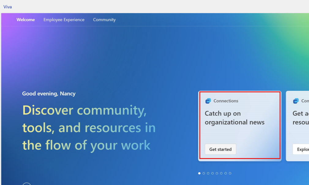 Screenshot of accessing Viva Connections from Viva Home.