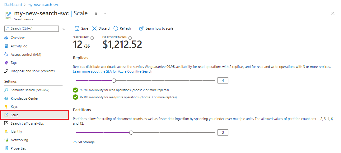 Screenshot of the scale page.