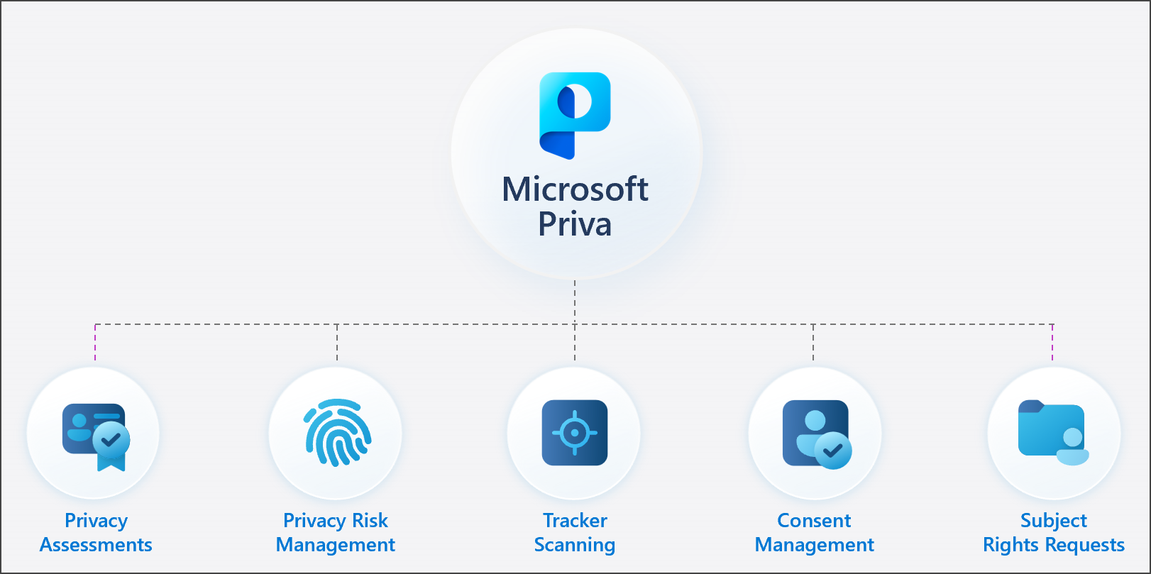 Abbildung der Microsoft Priva-Lösungsfamilie.