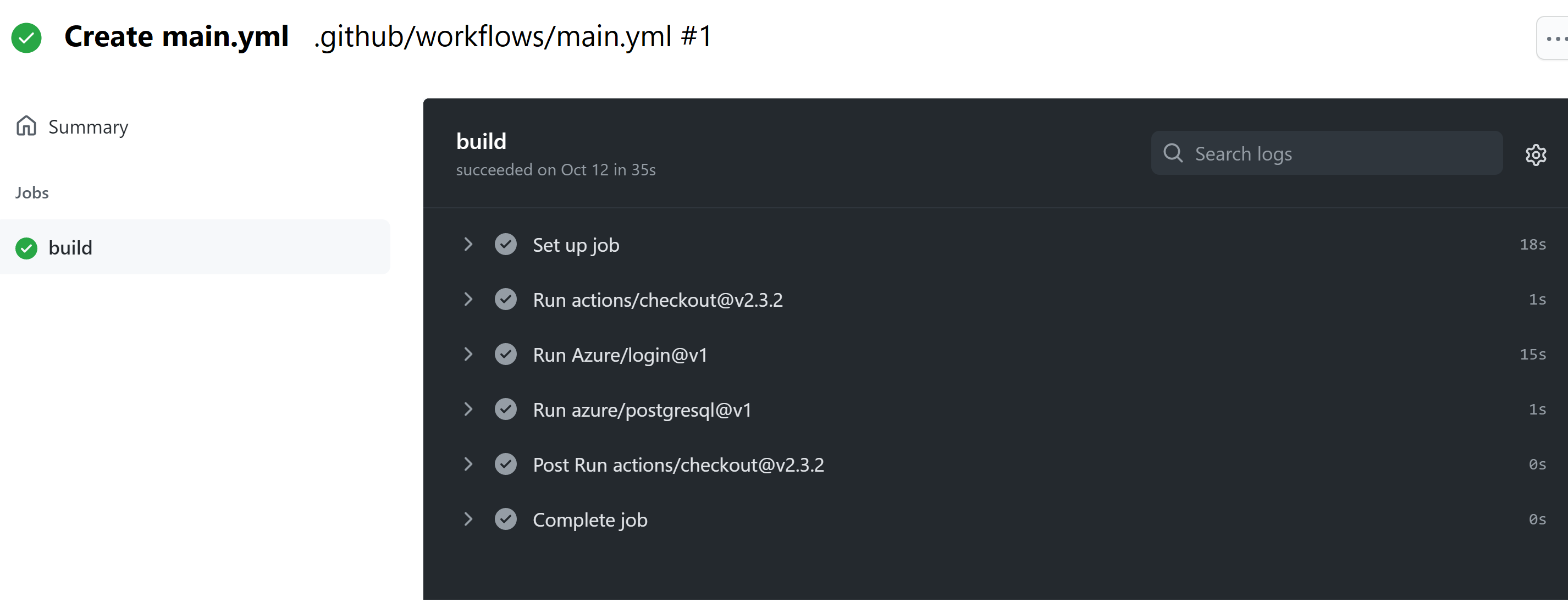 Log of GitHub Actions run.