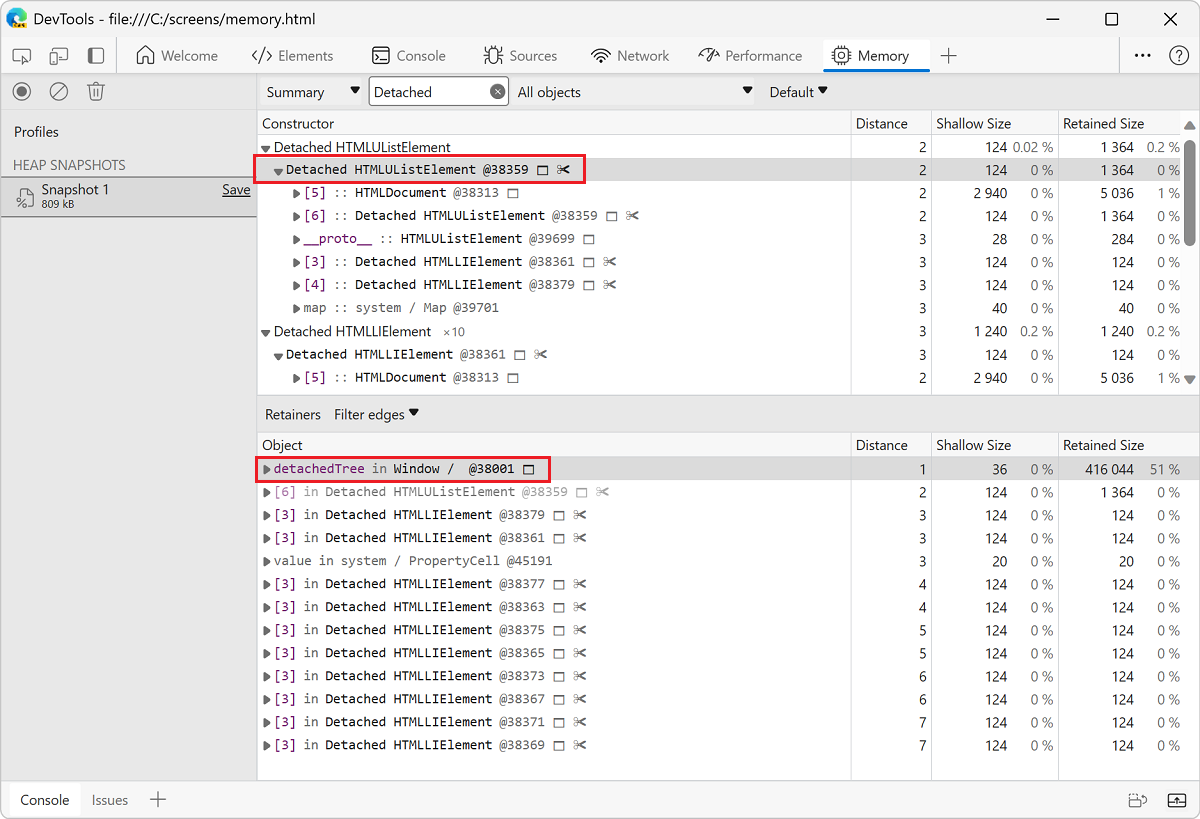 Investigating a node