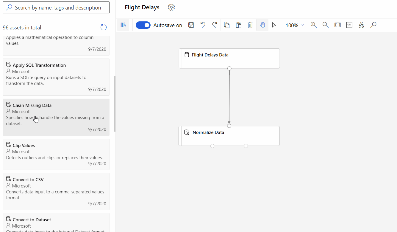 GIF of a building a pipeline in the designer.