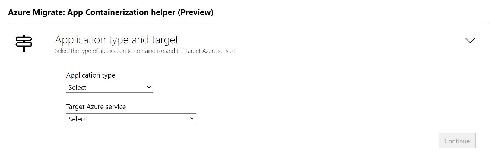 Default load-up for App Containerization tool.