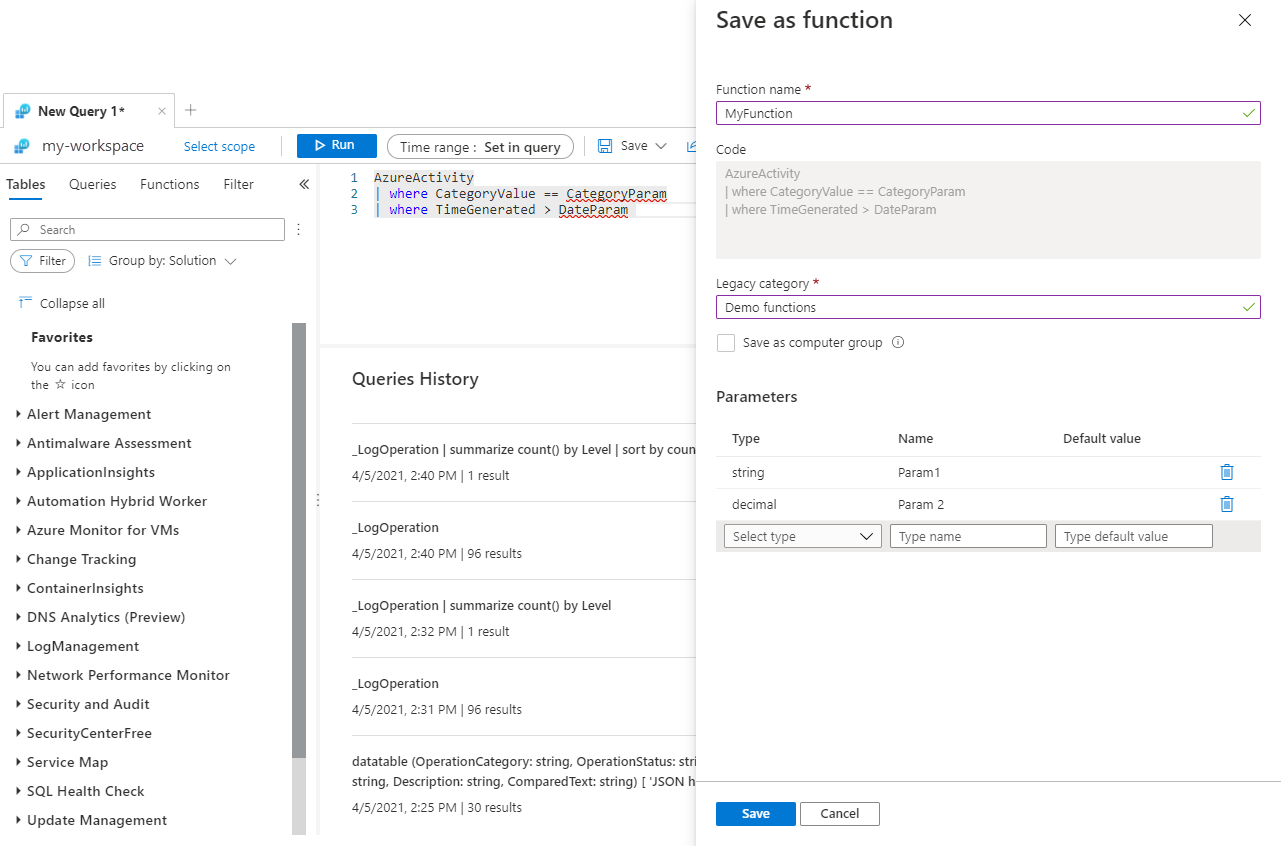 Screenshot that shows function details.