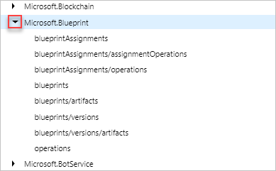 Screenshot of expanding a resource provider and resource type in the Azure Resource Explorer.