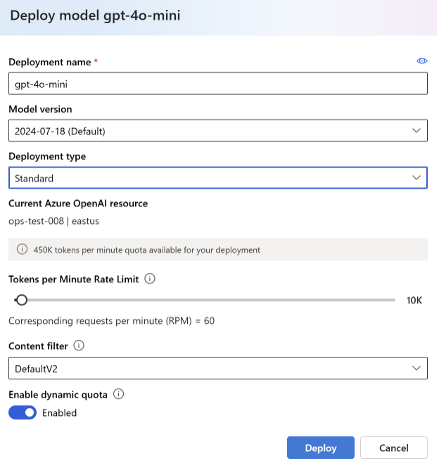 Screenshot of advanced configuration UI for deployments.