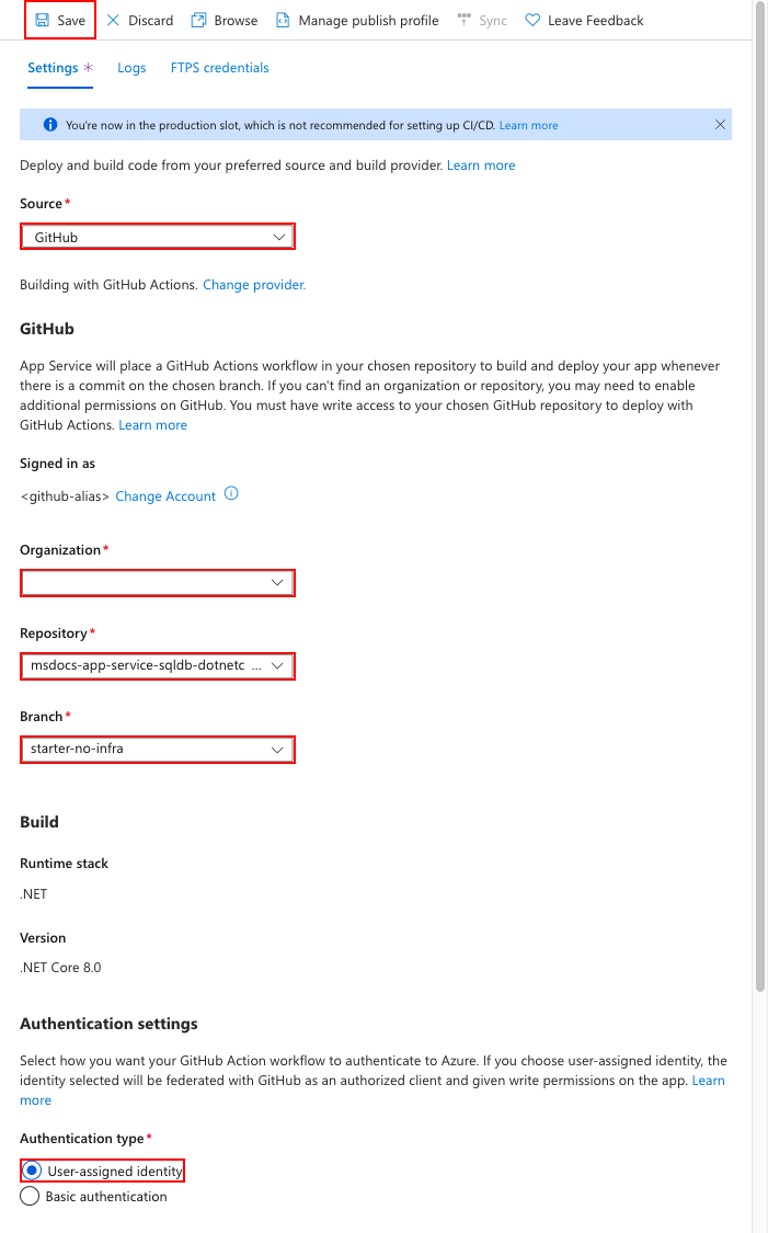 A screenshot showing how to configure CI/CD using GitHub Actions.