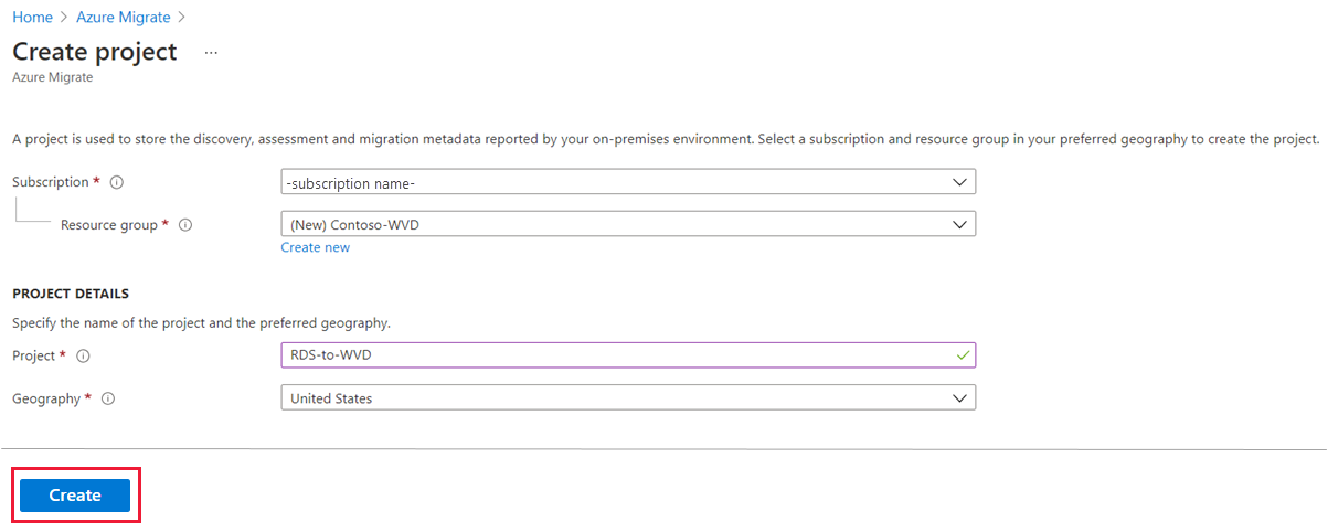 Screenshot of adding job data to the Azure Migrate project.