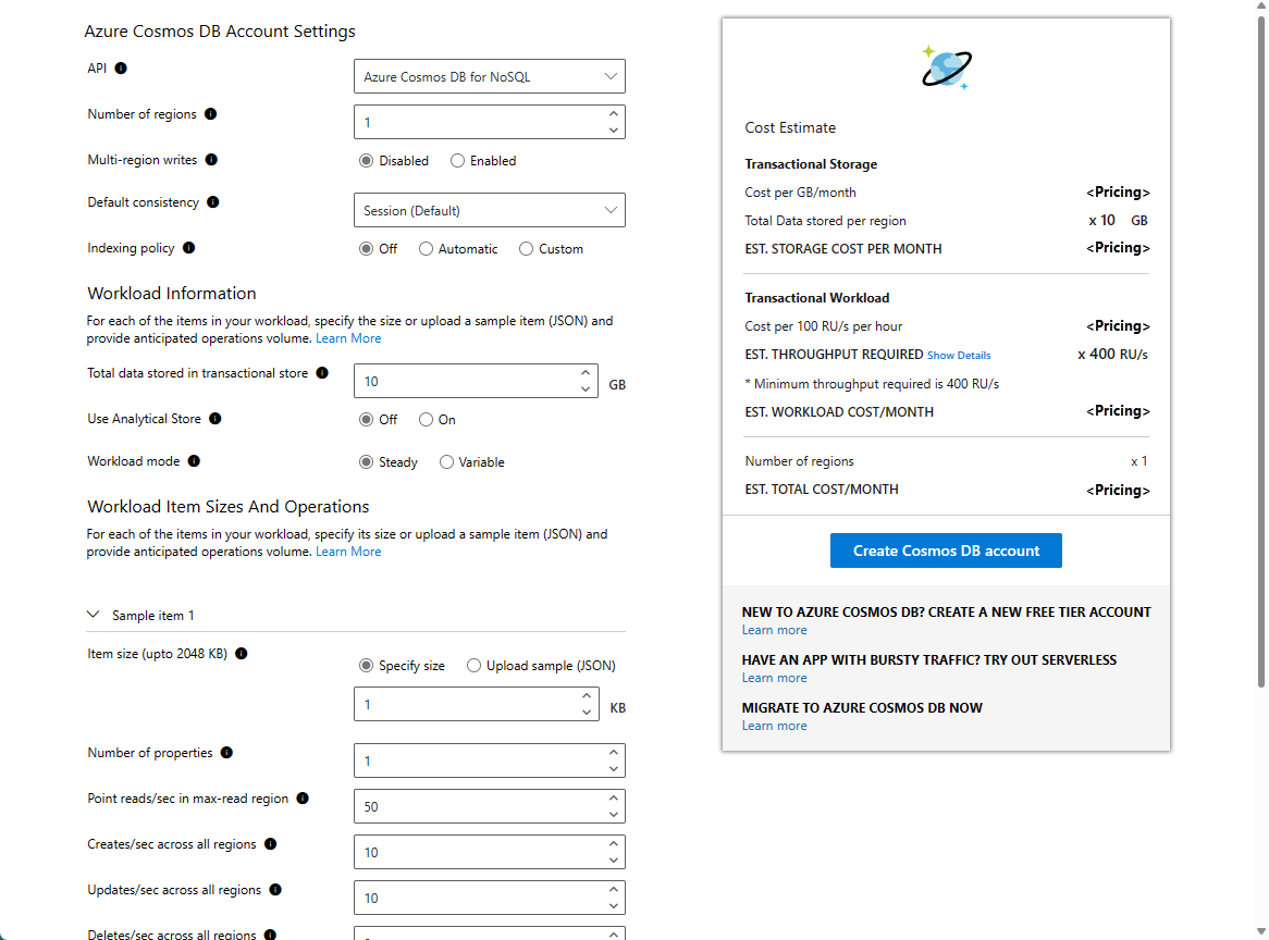 Capacity planner advanced mode