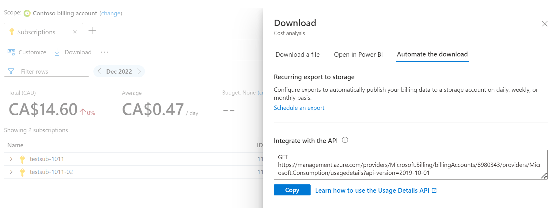 Screenshot showing the Download - Automate the download options.