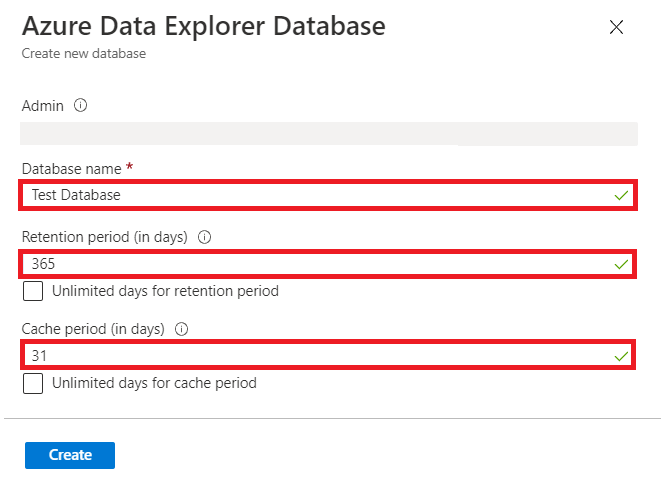 Create database form.