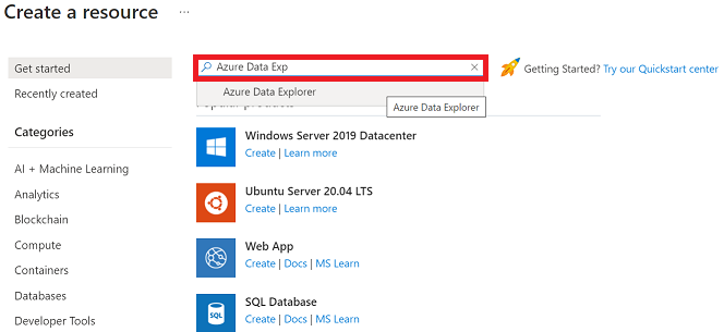 Search Azure Data Explorer