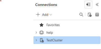 Screenshot of the help cluster and databases.