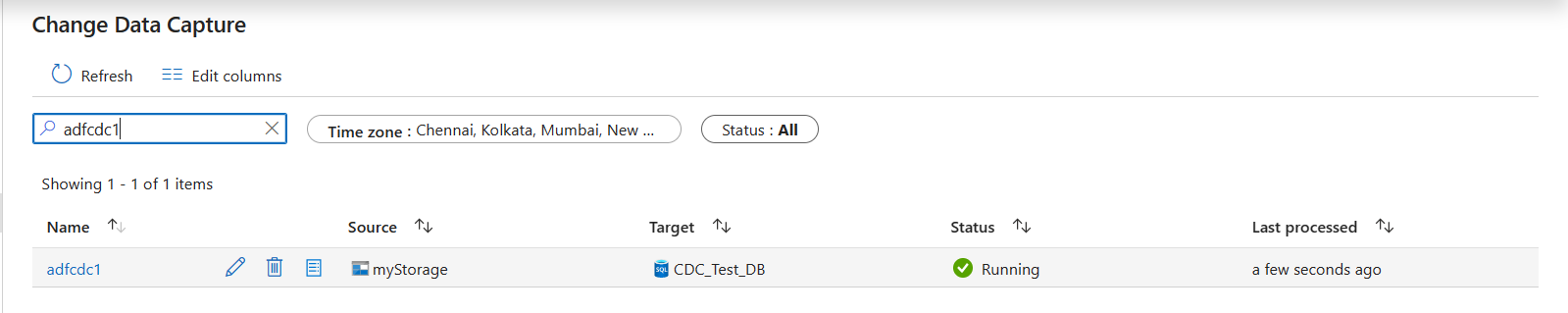 Screenshot of an overview of the change data capture monitoring page.