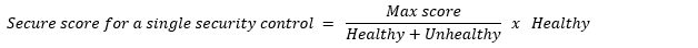 Screenshot that shows the equation for calculating a security control score.