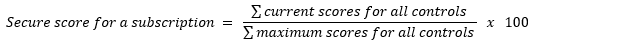 Screenshot of the equation for calculating a subscription's secure score.