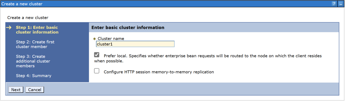 Screenshot of the step for entering basic cluster information in the IBM Console.