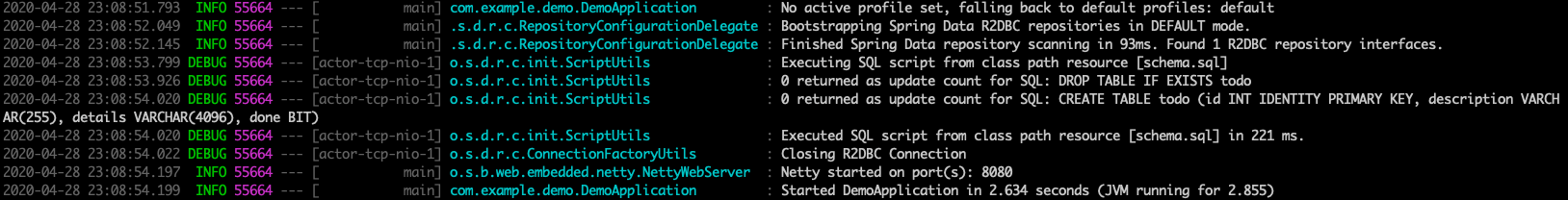 Screenshot of the creation of the database table.