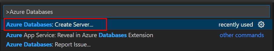 Screenshot showing how to search for the task to create an Azure PostgreSQL Flexible Server instance in Visual Studio Code.