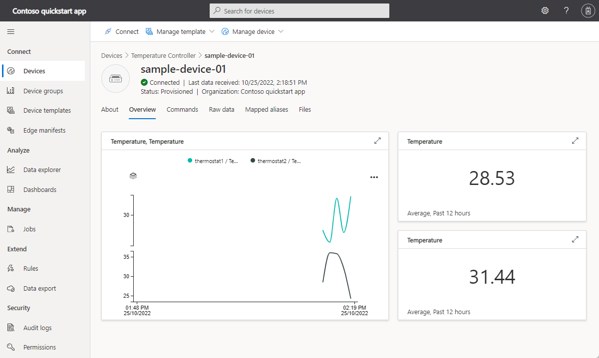 Screenshot that shows the device overview page.