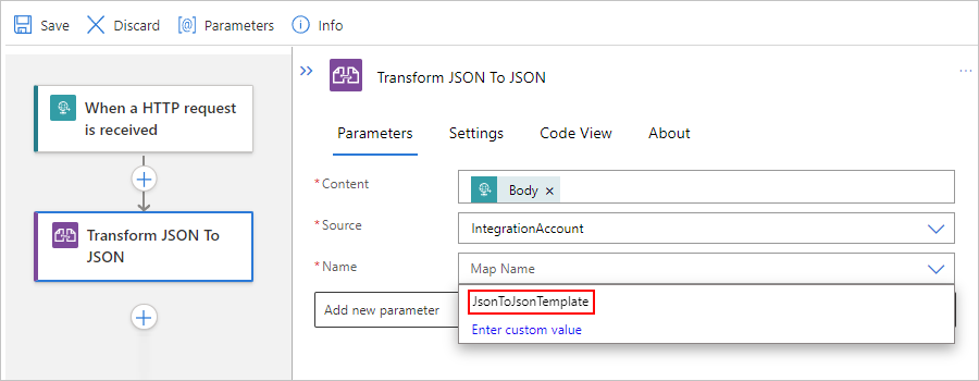 Screenshot showing Standard workflow and selected template.