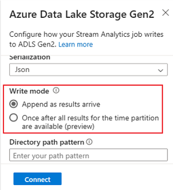 Screenshot that shows the exactly once configuration in ADLS Gen2 output.