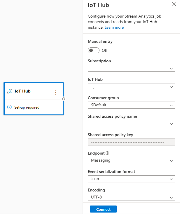 Screenshot that shows iot hub configuration.