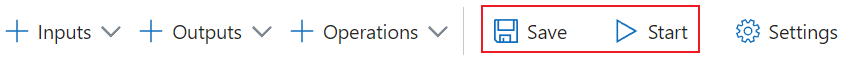 Screenshot that shows the Save and Start buttons.