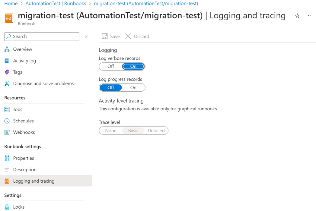 Screenshot that shows how to set verbose log records.