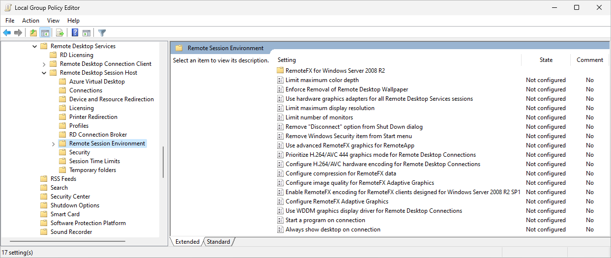 A screenshot showing the redirection options in the Group Policy editor.