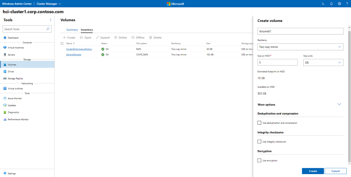 You can use Windows Admin Center to create a two-way or three-way mirror volume.