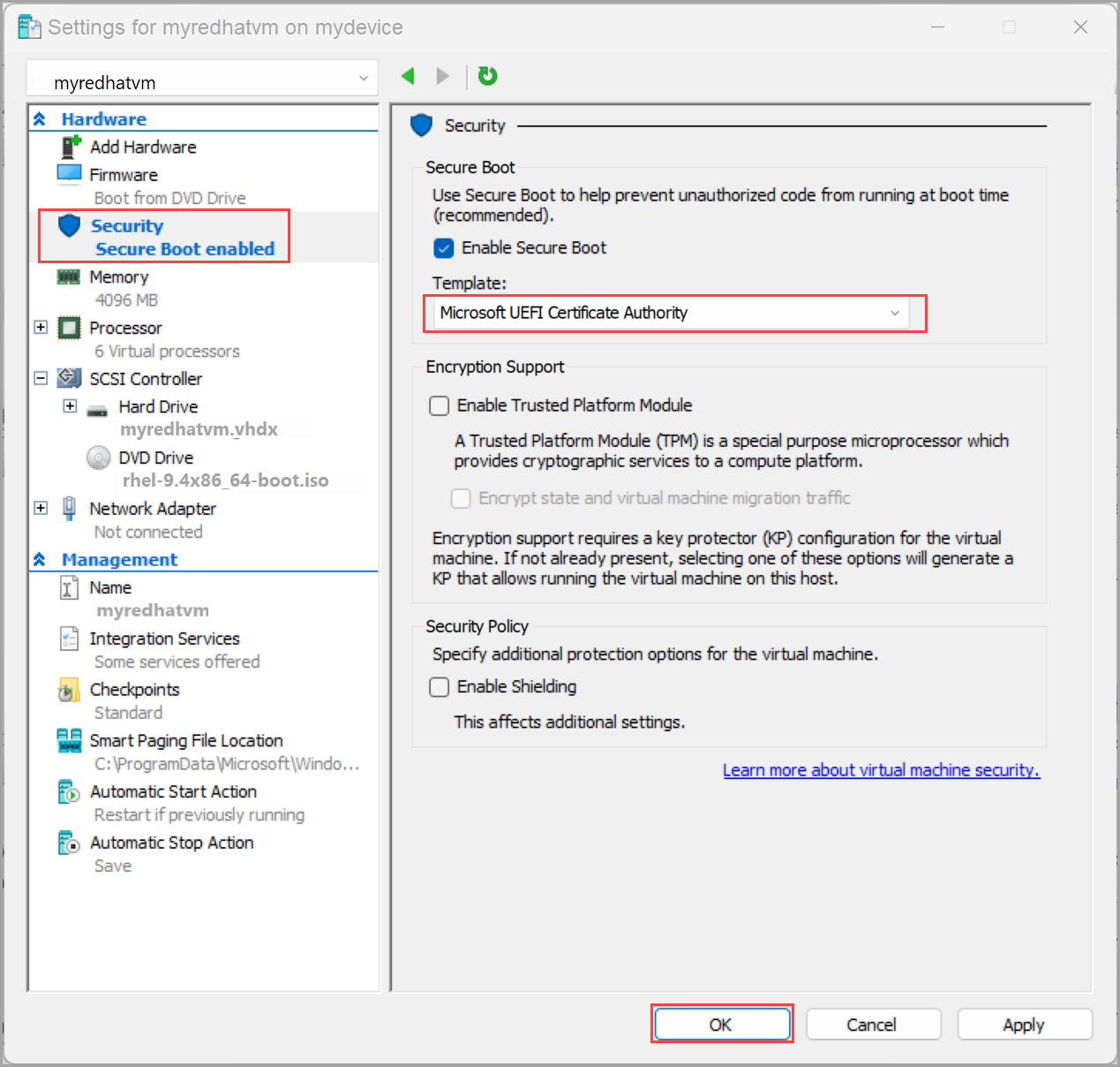 Screenshot that shows the UEFI Secure Boot enabled screen.