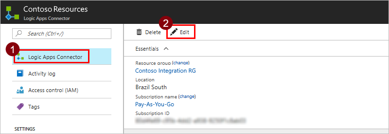 Edit Logic Apps Connector.