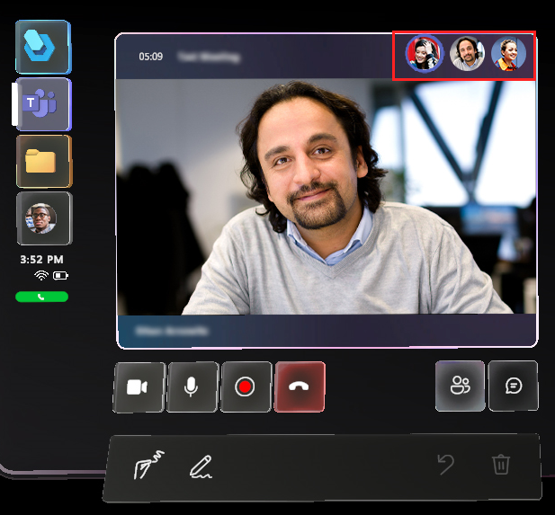 Screenshot of Meeting window with avatars highlighted.