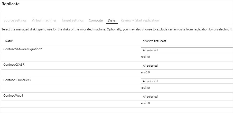 Screenshot of the disk settings.