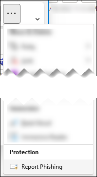 Select a message and then select the Report Phishing button in the Simplified Ribbon in Outlook.