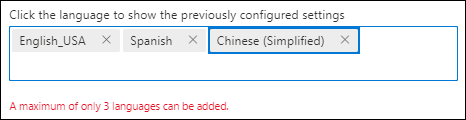 The selected languages in the global quarantine notification settings of quarantine policies.