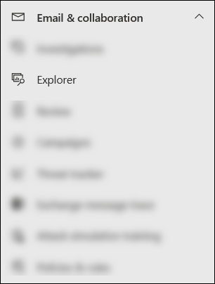 Screenshot of the Explorer selection in the Email & collaboration section in the Microsoft Defender portal.