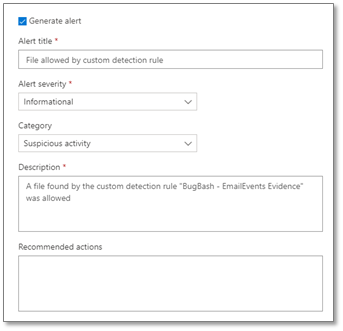 The Alert settings for file indicators