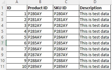 Screenshot that shows sample data.