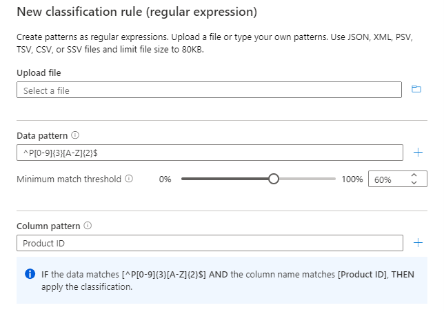 Screenshot that shows a classification rule.