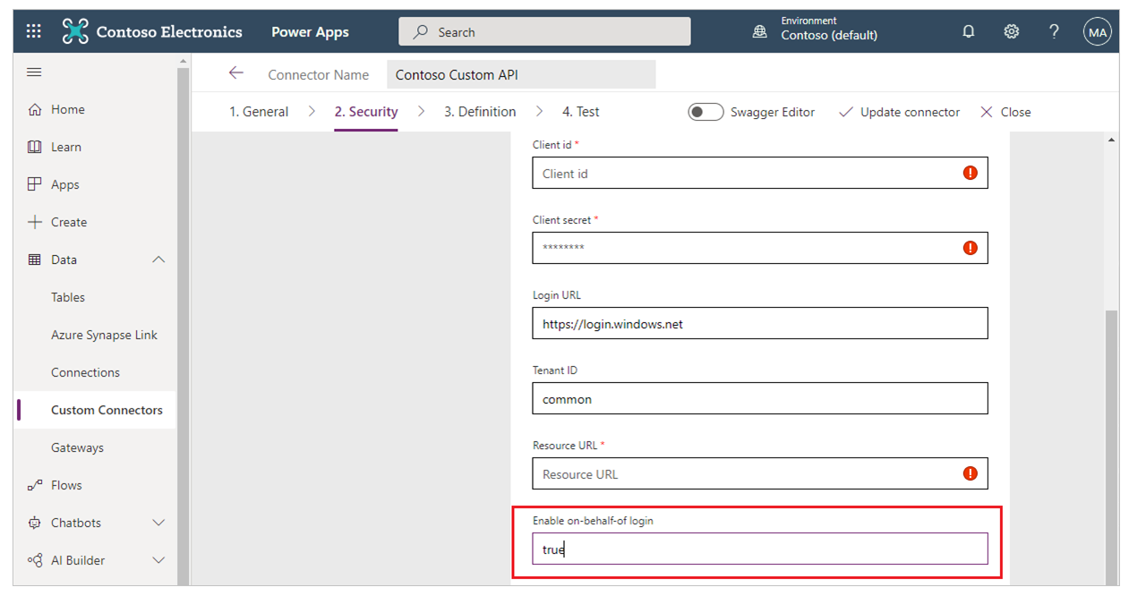 Configure custom connector for single sign on