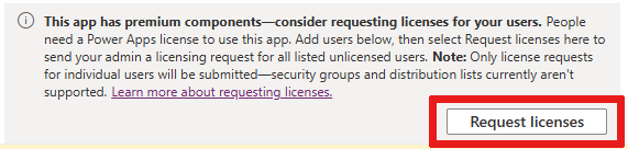 Request Power Apps licenses for your users.