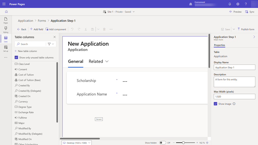 Creating forms to use with multistep forms in Data workspace.