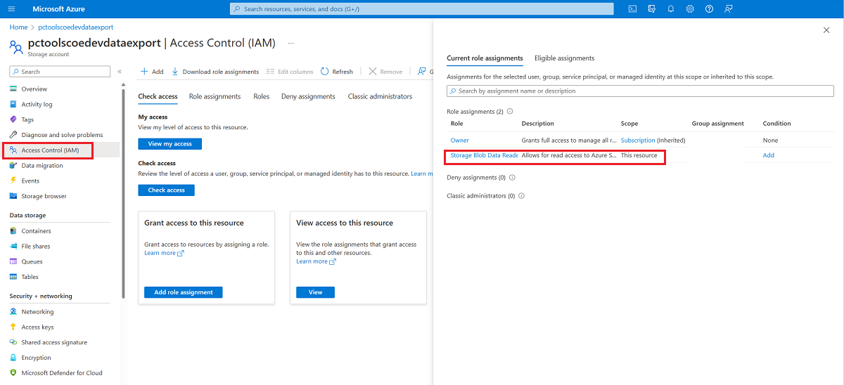 Confirm your account has the Storage Blob Data Reader role.