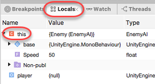 The Locals window in Visual Studio for Mac