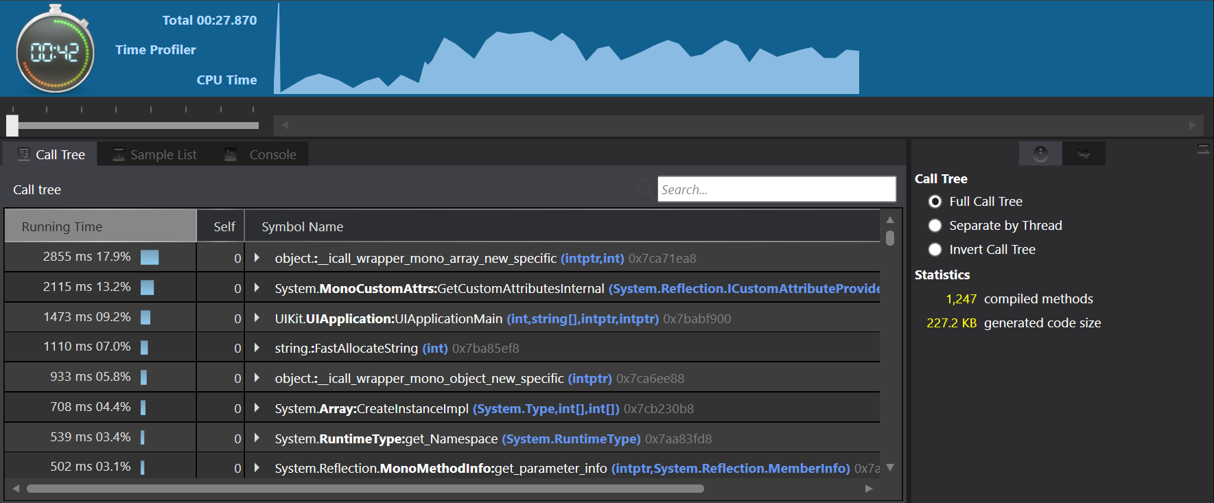 Time Profiler Instrument – Call Tree