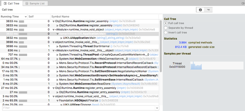 Time Profiler Instrument – Call Tree