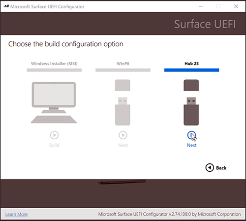 Screenshot shows where to select Hub 2S.