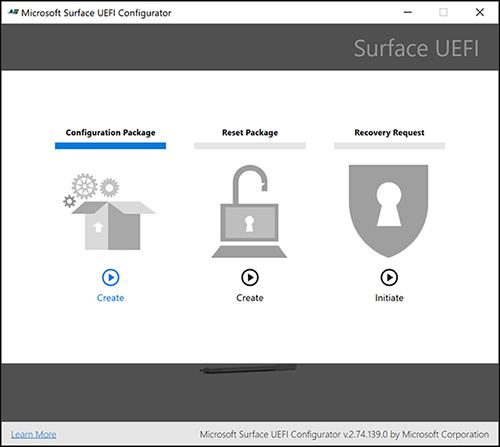 Screenshot shows "Select Configuration Package" selected.